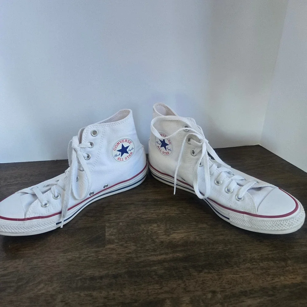 Converse Chuck Taylor All Star High Top White Canvas Sneakers Mens 7 Women 9 - Picture 4 of 7